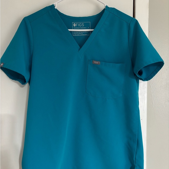 Figs Other - FIGS Catarina Scrub Top Teal Size S Medical Solid Polyester Rayon Spandex Top